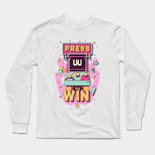 "Press to win" a Funny arcade design for gamer Long Sleeve T-Shirt